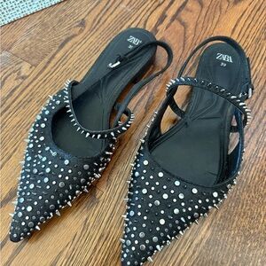 Zara Black Studded Flats